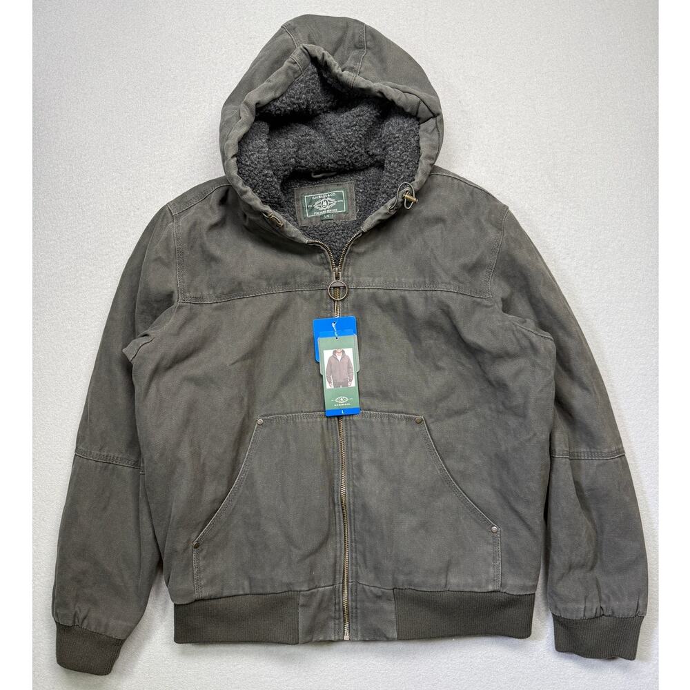 Bass Outdoor Men's Hooded Zip-Front Fleece-Lined Bomber Jacket - Olive large $99